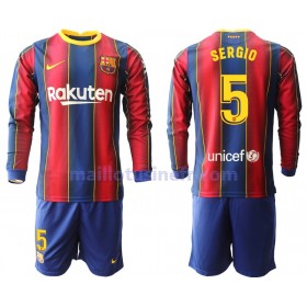 Maillot de Foot FC Barcelone Sergio Busquets 5 Domicile 2020-21 Manches Longues - Enfant
